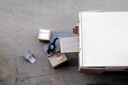 Packed student belongings prepared for a local move in Ruislip