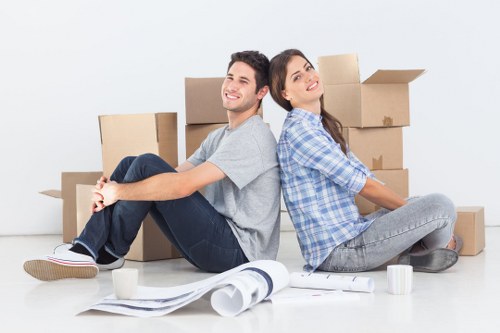 Packed moving boxes and furniture ready for man and van removal in Ruislip