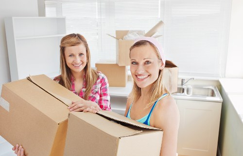 Office relocation equipment prepared for transport